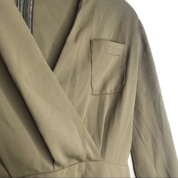 TOPSHOP Natural Drape Front Short Green Romper 2 - Picture 7 of 14